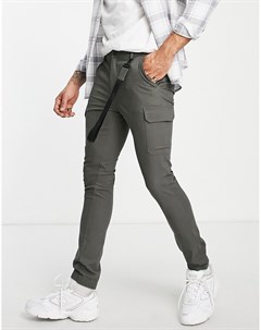 Супероблегающие брюки карго цвета хаки с лентой Asos design
