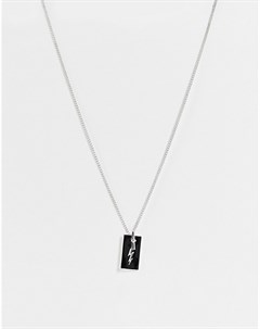 Серебристое ожерелье с прямоугольной подвеской с молнией и Т образной деталью с винтажным эффектом S The status syndicate