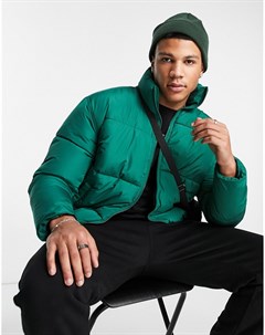 Дутая oversized куртка зеленого цвета Only & sons