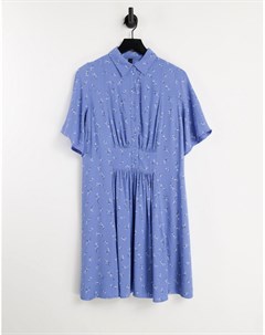 Синее платье рубашка мини с рукавами кимоно и цветочным принтом Y.a.s