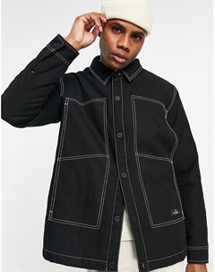 Черная утепленная куртка с контрастными строчками Topman