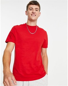 Красная футболка с круглым вырезом из смесового органического хлопка Asos design