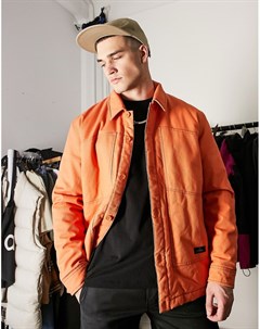 Утепленная спортивная куртка с контрастными строчками оранжевого цвета Topman