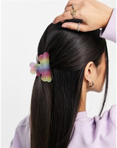 Заколка краб для волос с радужным дизайном и блестками Pieces