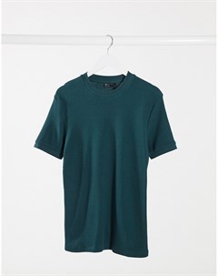 Темно зеленая облегающая футболка из плотной вафельной ткани Asos design
