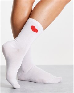 Белые носки до щиколотки с сердечками Gipsy