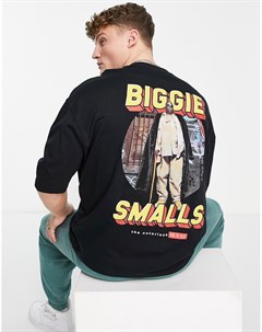 Черная футболка в стиле oversized с принтом Biggie Smalls Asos design