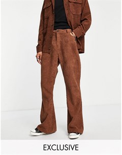 Вельветовые расклешенные брюки коричневого цвета Inspired Reclaimed vintage