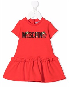 Расклешенное платье Strawberry с логотипом Moschino kids