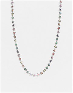 Серебристое короткое ожерелье с цветами Asos design