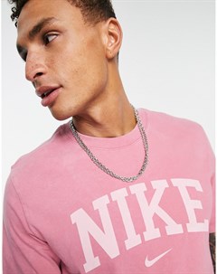 Розовая выбеленная oversized футболка из плотного материала с арочным логотипом в стиле ретро Nike