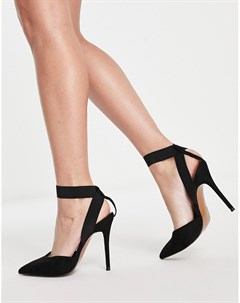 Туфли из эластичного материала черного цвета на высоком каблуке Pantha Asos design