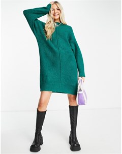 Вязаное платье джемпер мини ярко зеленого цвета Noisy may