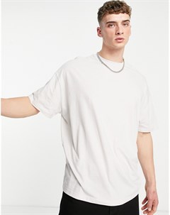 Кремовая oversized футболка из смесового органического хлопка с круглым вырезом Asos design