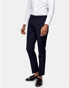 Темно синие узкие брюки из фактурной ткани Topman