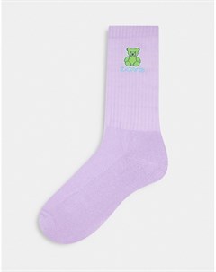 Сиреневые спортивные носки с вышивкой в виде мишки Asos design