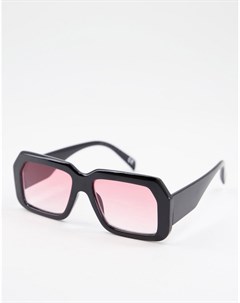 Черные солнцезащитные oversized очки из переработанного материала в стиле ретро с розовыми стеклами Asos design