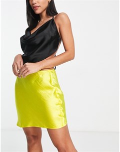 Блестящая атласная юбка в стиле комбинации ярко желтого цвета Asos design