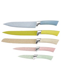 Набор ножей с подставкой нержавеющая сталь пластик 6 предметов Домовой