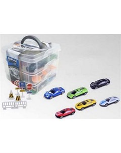 Набор игровой toys Машинки металлические в пластиковом контейнере 1 64 6 штук JH933 K6 Junfa