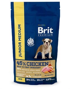 Сухой корм Premium Dog Junior Medium для молодых собак средних пород 3 кг Курица Brit*