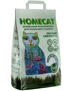 Наполнитель впитывающий древесный мелкие гранулы для кошек 40 л 12 кг Homecat