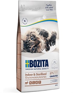 Сухой корм Indoor Sterilized Grain free Reindeer для стерилизованных и малоподвижных кошек 10 кг Оле Bozita