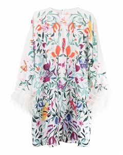 Платье с цветочным принтом и перьями Valentino