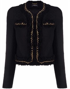 Укороченный твидовый пиджак с цепочками Versace