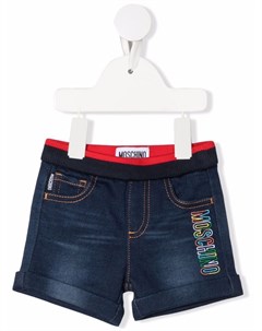 Джинсовые шорты с вышитым логотипом Moschino kids