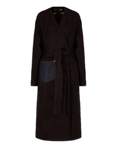 Темно коричневое пальто с клетчатой вставкой Acne studios