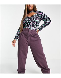 Фиолетовые премиум джинсы очень свободного кроя в винтажном стиле из смесового органического хлопка  Asos curve