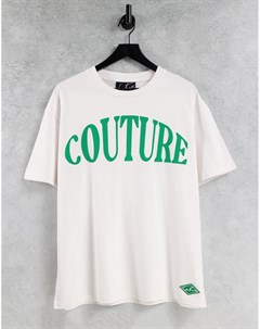 Белая футболка oversized с принтом в университетском стиле The couture club
