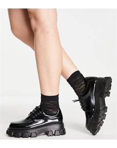 Черные ботинки на толстой подошве со шнуровкой Glamorous wide fit