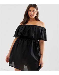 Черное пляжное платье с открытыми плечами Simply be