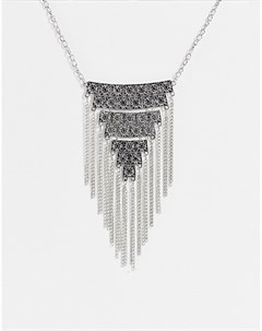 Серебристое ожерелье со свисающими цепочками Svnx