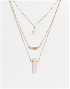 Золотистое ожерелье с украшениями из розовых кристаллов Svnx
