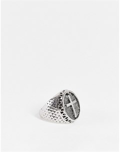 Серебристое массивное кольцо с крестом Svnx