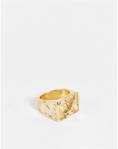 Массивное фактурное кольцо золотистого цвета Svnx