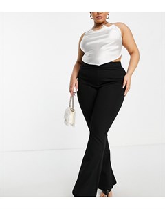 Расклешенные трикотажные брюки черного цвета Vero moda curve