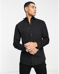Черная рубашка из эластичного хлопка с длинными рукавами Originals Jack & jones