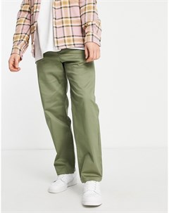 Свободные брюки цвета хаки из органического хлопка Selected homme