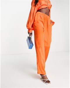 Атласные брюки с широкими штанинами ярко оранжевого цвета от комплекта Vero moda