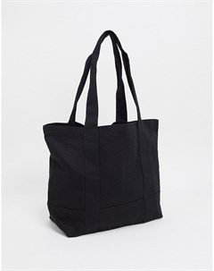 Плотная сумка тоут черного цвета в стиле oversized из хлопка Asos design
