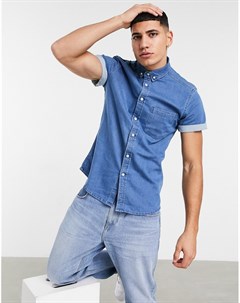 Светлая эластичная джинсовая рубашка приталенного кроя Asos design