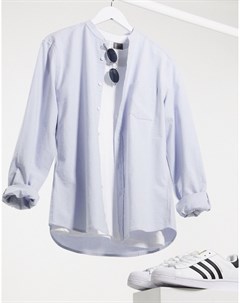 Голубая приталенная оксфордская рубашка с воротником на пуговице Asos design