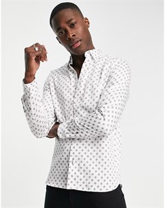 Белая рубашка с длинными рукавами и геометрическим принтом Ted baker london
