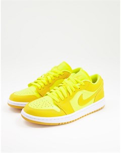 Желто оранжевые низкие кроссовки Nike Air 1 Jordan