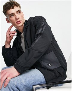 Черная тканевая куртка с капюшоном и тремя полосками в тон ткани adidas Adidas performance