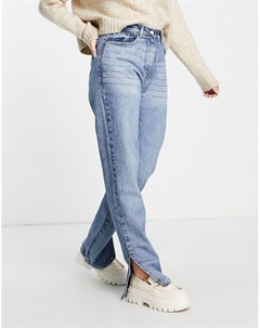 Синие джинсы прямого кроя с разрезами по бокам Rebellious fashion